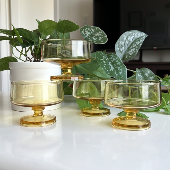 Vintage Other - Vintage Yellow Glass Dessert Dishes Coupe Cocktail Glasses Set of 4